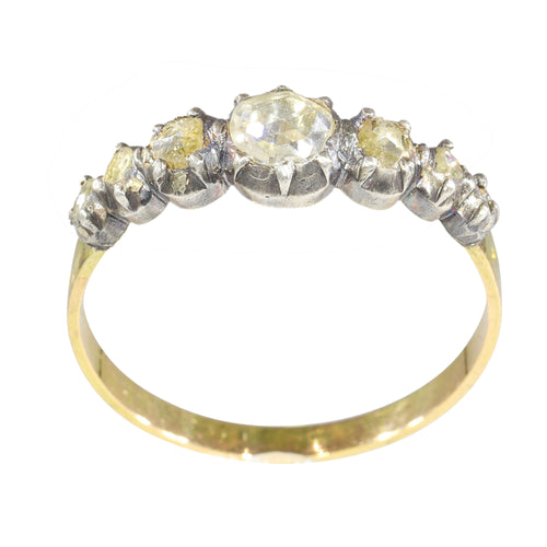 Bague 61 Bague victorienne vers 1840 en or jaune 18K et argent, diamants 58 Facettes 24137-0127
