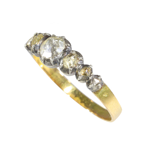 Bague 61 Bague victorienne vers 1840 en or jaune 18K et argent, diamants 58 Facettes 24137-0127