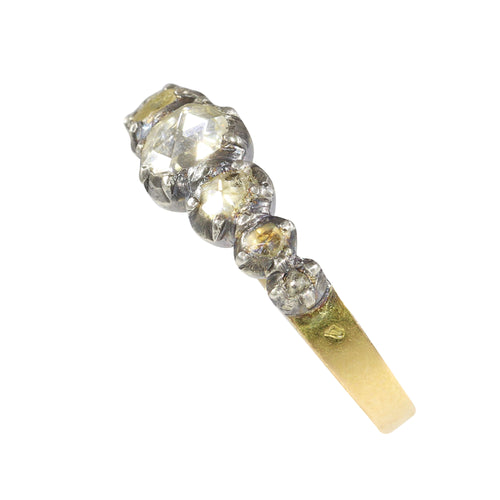 Bague 61 Bague victorienne vers 1840 en or jaune 18K et argent, diamants 58 Facettes 24137-0127