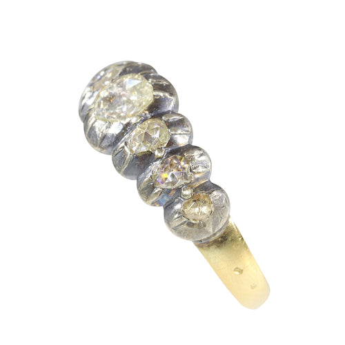 Bague 62 Époque victorienne - Bague alliance en or jaune 18K, argent et diamants 58 Facettes 24161-0040