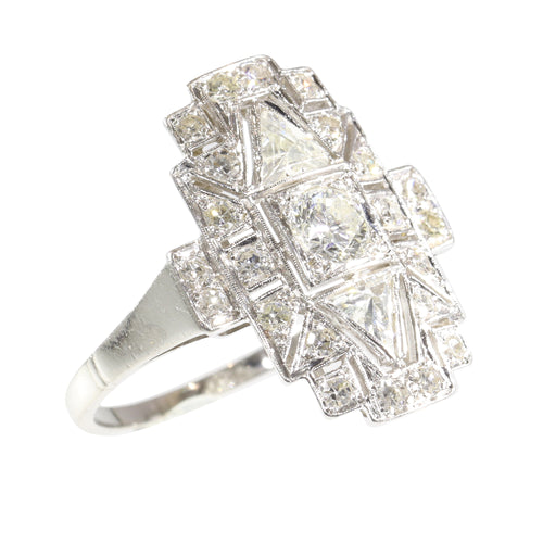 Bague 56 Bague vintage années 1950 Art déco en platine et diamants 58 Facettes 24002-0086