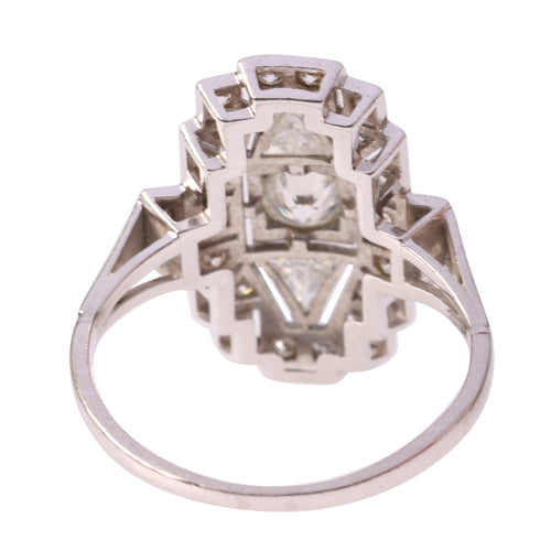 Bague 56 Bague vintage années 1950 Art déco en platine et diamants 58 Facettes 24002-0086