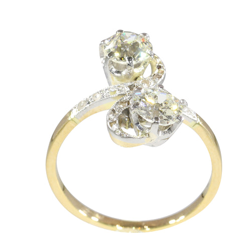 Bague 59 Belle Époque - Bague Toi et Moi en or jaune 18K, platine et diamants 58 Facettes 24263-0300