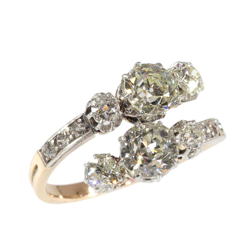 Bague 55 Bague Toi et Moi victorienne en or rouge 18K et diamants 58 Facettes 24320-0163
