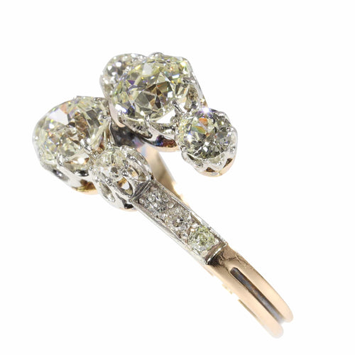 Bague 55 Bague Toi et Moi victorienne en or rouge 18K et diamants 58 Facettes 24320-0163