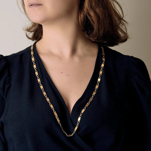 Collier Cartier - Rare Sautoir Vintage Maillons Etriers en or jaune 58 Facettes VER0043