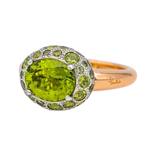 Bague 56 Pomellato Tabou - Bague en or rose et argent péridots 58 Facettes 4909527CN