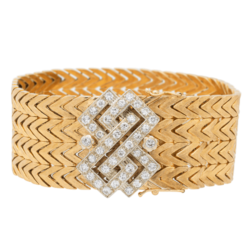 Bracelet Bracelet manchette en or jaune et or blanc, diamants 58 Facettes 1165771CN