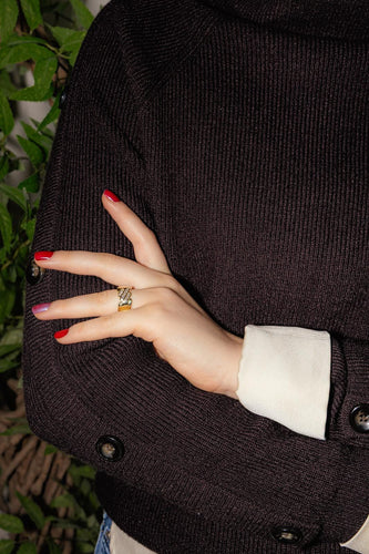 Bague 51 Bague en or jaune 18 carats sertie de diamants 58 Facettes 4712456CN