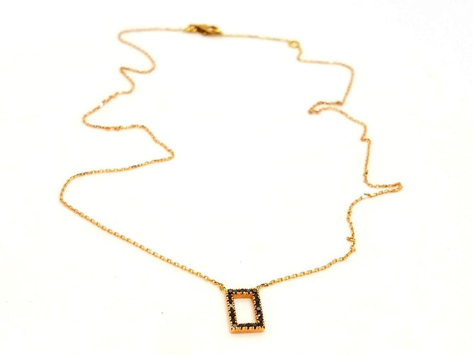 Collier Collier en or rose 18 carats avec diamants noirs 58 Facettes 579204RV