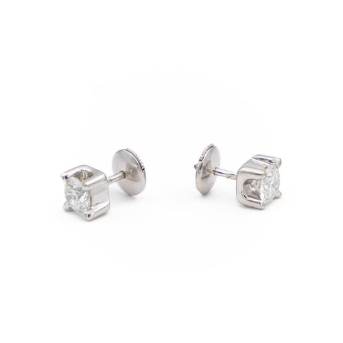 Boucles d'oreilles Boucles d’oreilles puces - Diamants taille brillant en or blanc 18 carats 58 Facettes 1931129CN