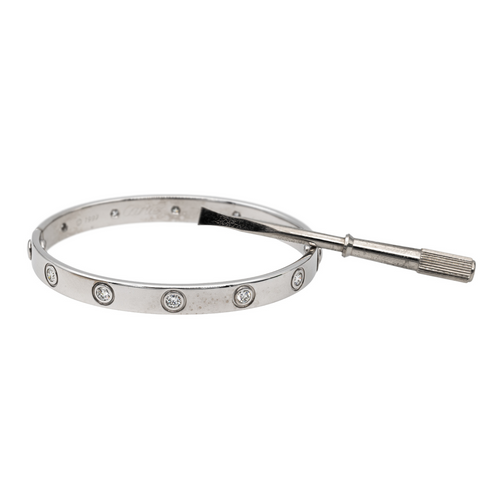 Bracelet Cartier Love - Bracelet jonc en or blanc serti de diamants 58 Facettes 2873481RV