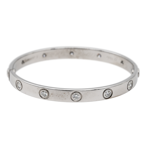 Bracelet Cartier Love - Bracelet jonc en or blanc serti de diamants 58 Facettes 2873481RV