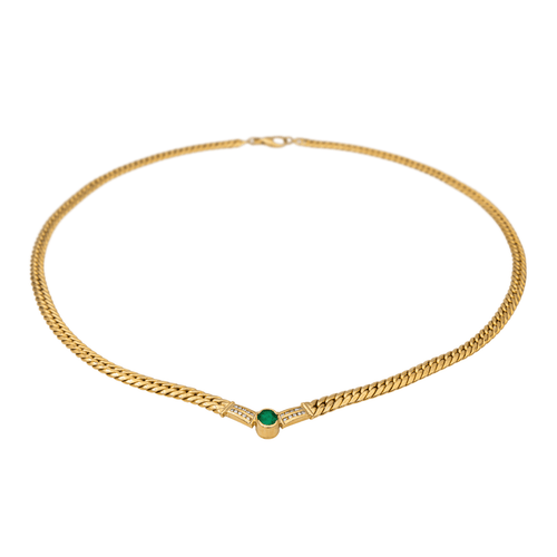 Collier Collier maille anglaise en or jaune 18 carats, émeraude et diamants 58 Facettes 2916931CN