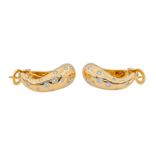 Boucles d'oreilles Fred - Boucles d'oreilles créoles Mouvementée en or jaune et diamants 58 Facettes 3010293CN
