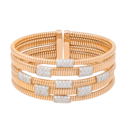 Bracelet Bracelet manchette jonc en or rose 18 carats serti de diamants 58 Facettes 3261271CN