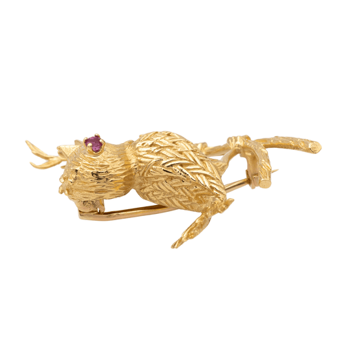 Broche Boucheron - Broche oiseau en or jaune et rubis 58 Facettes 3246212CN