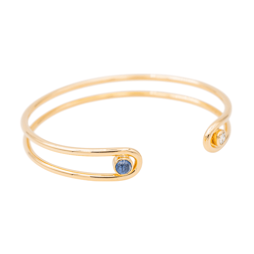 Bracelet Bracelet jonc en or jaune 18 carats avec diamant et saphir 58 Facettes 3105930CN