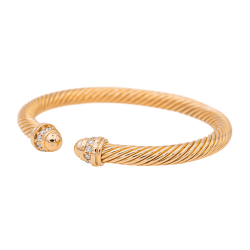 Bracelet Bracelet jonc en or rose 18 carats serti de diamants 58 Facettes 3462405CN