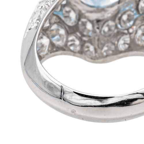 Bague 52 Bague en platine 950 avec topaze bleue et diamants 58 Facettes 3520102CN