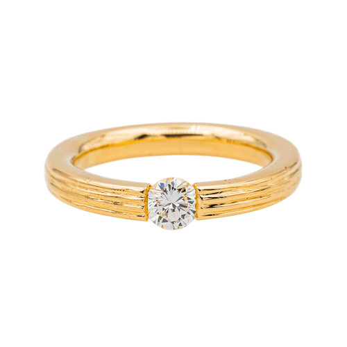 Bague 54 Bague solitaire en or rose 18 carats et diamants 58 Facettes 3753464RV
