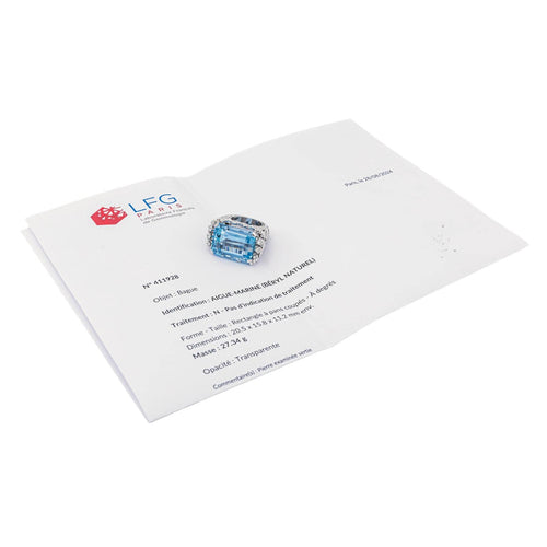 Bague 51 Bague en or blanc 18 carats avec aigue-marine et diamants 58 Facettes 3411144CN