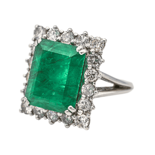 Bague 51 Bague en or blanc 18 carats avec émeraude et diamants 58 Facettes 3981319RV