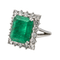Bague 51 Bague en or blanc 18 carats avec émeraude et diamants 58 Facettes 3981319RV