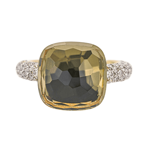 Bague 52 Pomellato Nudo - Bague en or rose avec prasiolite et diamants 58 Facettes 4174060RV