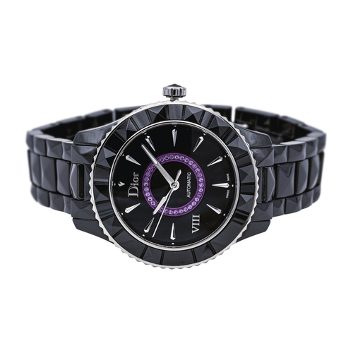 Montre Dior VIII - Montre en céramique noire sertie d’améthystes 58 Facettes 4106498RV