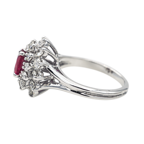 Bague 49 Bague Pompadour en or blanc 18 carats avec rubis et diamants 58 Facettes 3905084CN