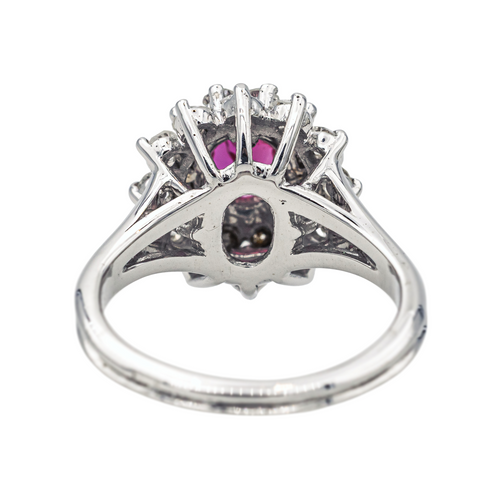 Bague 49 Bague Pompadour en or blanc 18 carats avec rubis et diamants 58 Facettes 3905084CN