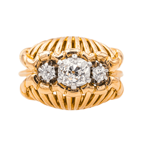 Bague 56 Bague en or rose 18 carats et platine sertie de diamants 58 Facettes 4049092CN