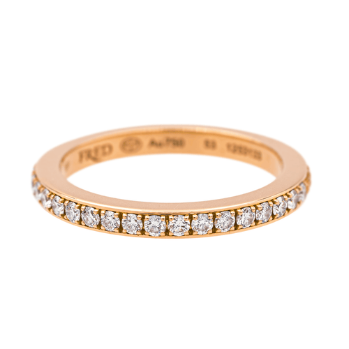 Bague 53 Fred Force 10 - Bague demi-alliance en or rose et diamants 58 Facettes 4167001RV