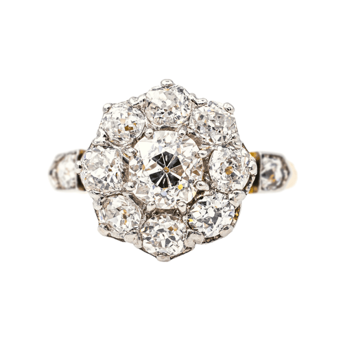 Bague Bague marguerite en or jaune et platine sertie de diamants 58 Facettes 3358946CN