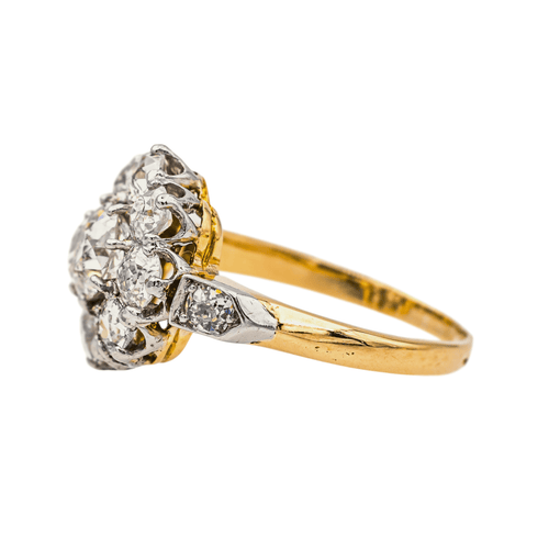 Bague Bague marguerite en or jaune et platine sertie de diamants 58 Facettes 3358946CN