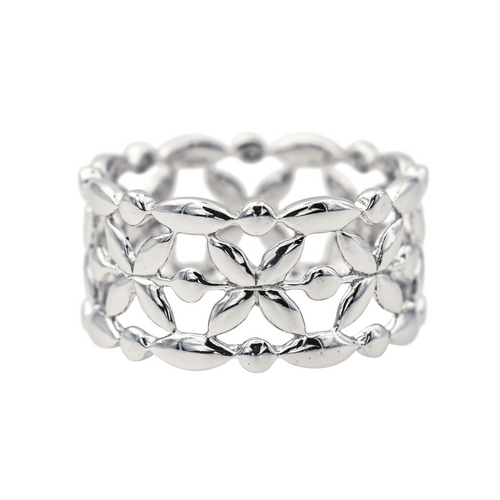 Bague 54 Mauboussin - Bague bandeau à motif floral en or blanc 58 Facettes 4098642RV
