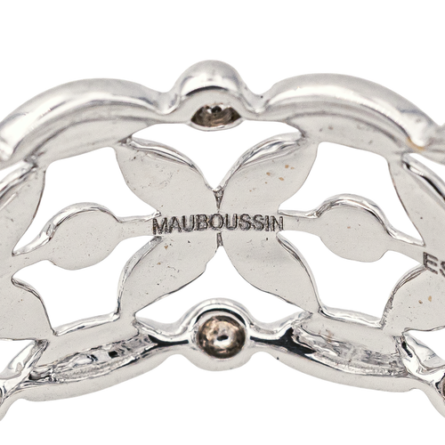 Bague 54 Mauboussin - Bague bandeau à motif floral en or blanc 58 Facettes 4098642RV