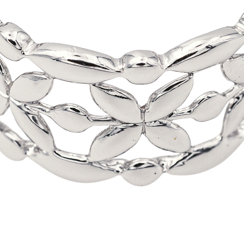 Bague 54 Mauboussin - Bague bandeau à motif floral en or blanc 58 Facettes 4098642RV