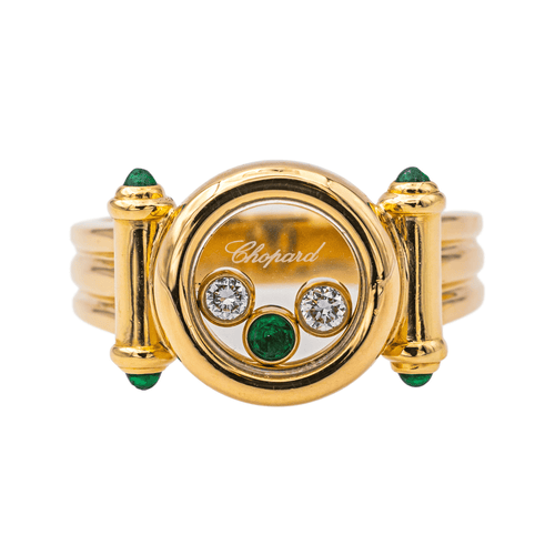 Bague 52 Chopard Happy Diamonds - Bague en or blanc avec diamants et émeraudes 58 Facettes 4322637RV