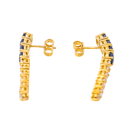Boucles d'oreilles Boucles d’oreilles pendantes en or jaune avec saphirs et diamants 58 Facettes 4324641CN