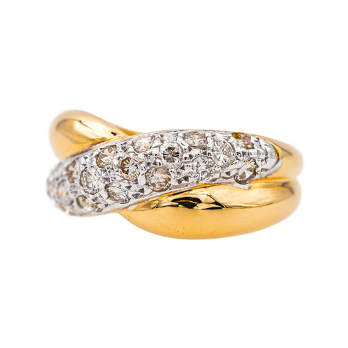 Bague 59 Bague pavée de diamants en or jaune et blanc 18 carats 58 Facettes 4250496CN