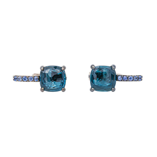 Boucles d'oreilles Pomellato Baby - Boucles d’oreilles dormeuses en or blanc avec topazes et saphirs 58 Facettes 4343109RV