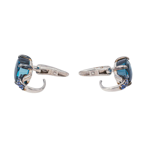 Boucles d'oreilles Pomellato Baby - Boucles d’oreilles dormeuses en or blanc avec topazes et saphirs 58 Facettes 4343109RV