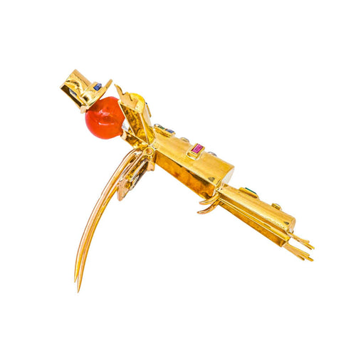 Broche Lacloche - Broche épouvantail en or jaune et platine, cornaline 58 Facettes 4199344CN