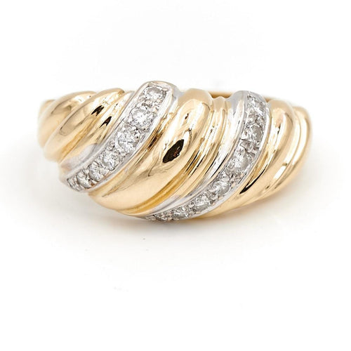 Bague 54 Bague jonc en or jaune et or blanc 18 carats sertie de diamants 58 Facettes 1692969CN