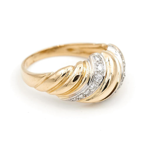 Bague 54 Bague jonc en or jaune et or blanc 18 carats sertie de diamants 58 Facettes 1692969CN