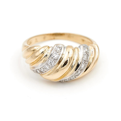 Bague 54 Bague jonc en or jaune et or blanc 18 carats sertie de diamants 58 Facettes 1692969CN