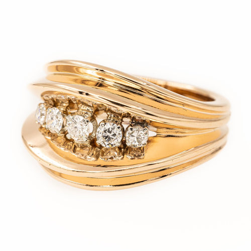 Bague 54 Bague pont en or rose 18 carats et diamants 58 Facettes 1819139CN