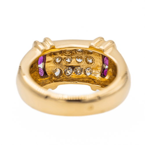 Bague 57 Bague cocktail en or jaune 18 carats avec diamants et rubis 58 Facettes 2399273CN